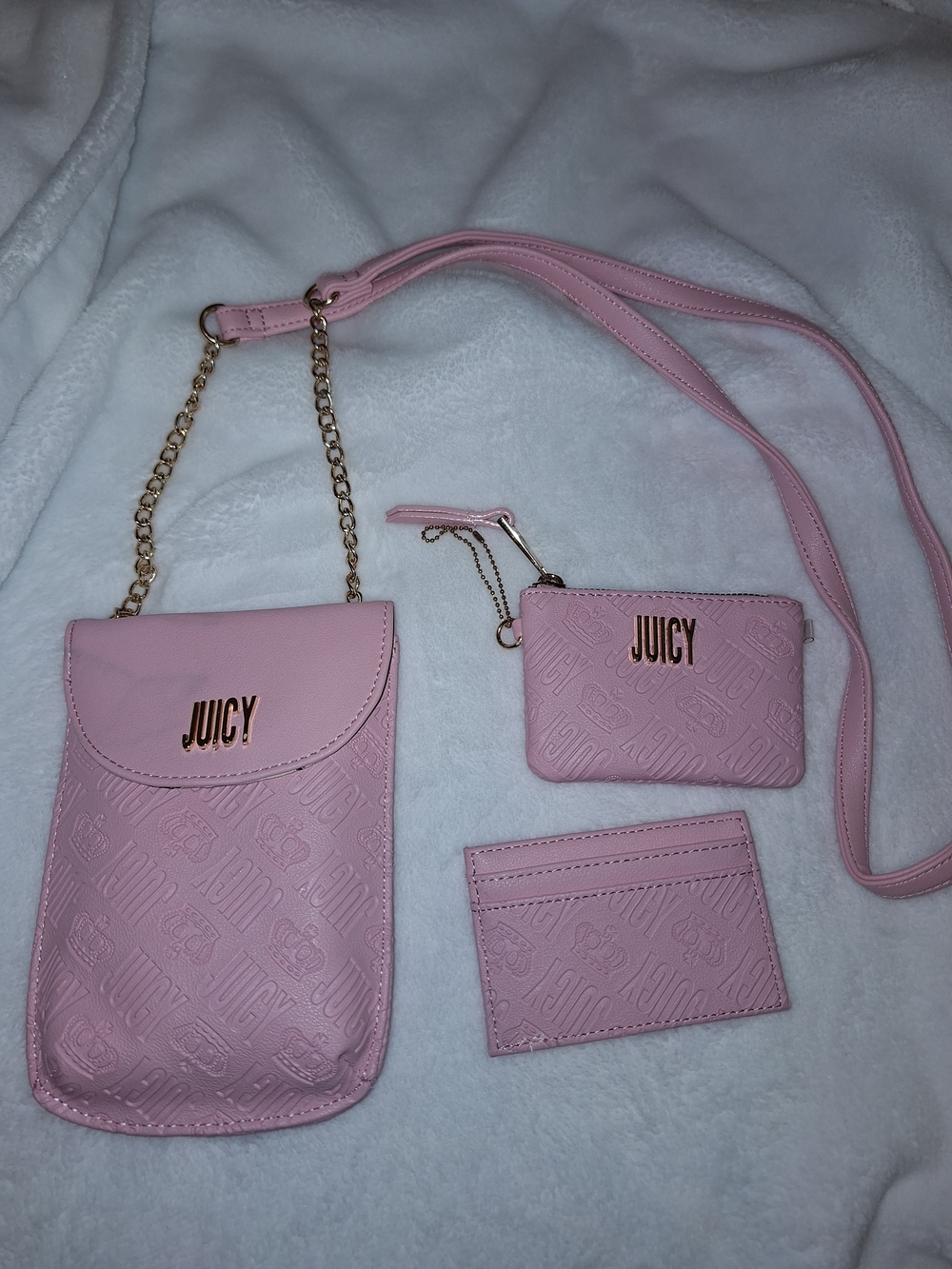 Juicy Couture Pink Embossed Phone Crossbody with Coin Pouch & Card Holder